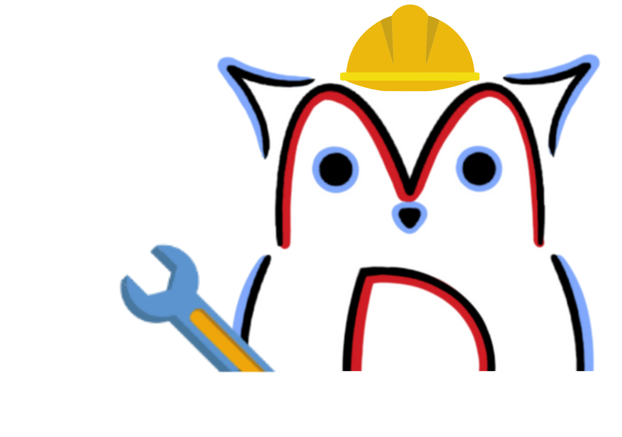 Owl with construction hat and wrench